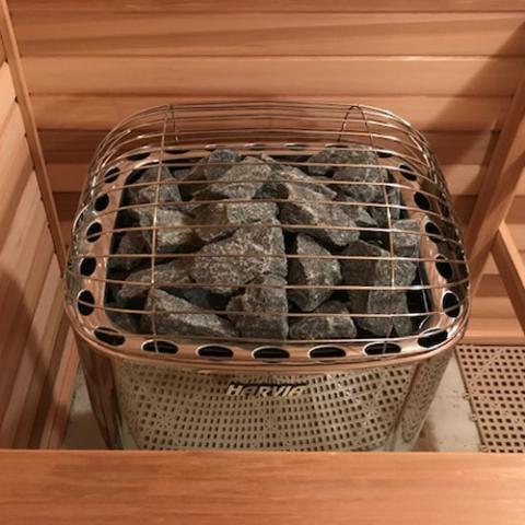 Harvia Club K12.5G Electric Sauna Heater — interior bench layout
