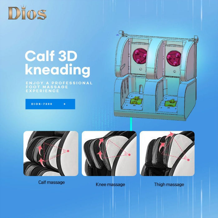 Kahuna Dios Massage Chair 7D Dual Core Air Roller SL-track with 3D Calf Kneading Dios-7300 Black or Gray/Brown