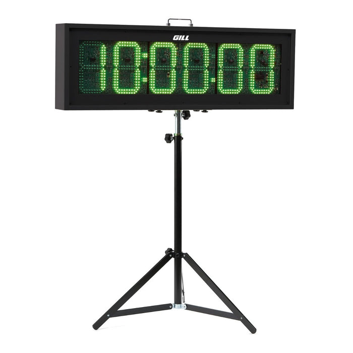 Gill Athletics 9 inch digit race clock E39862 on tripod