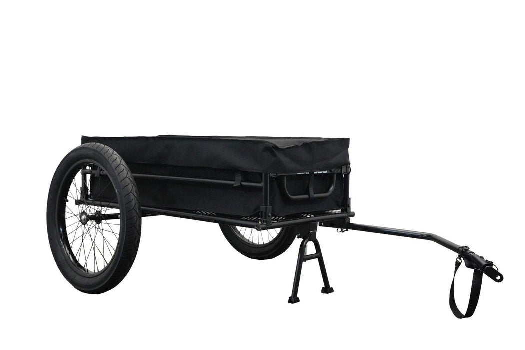 Bakcou Folding Cargo eBike Trailer — full bike view