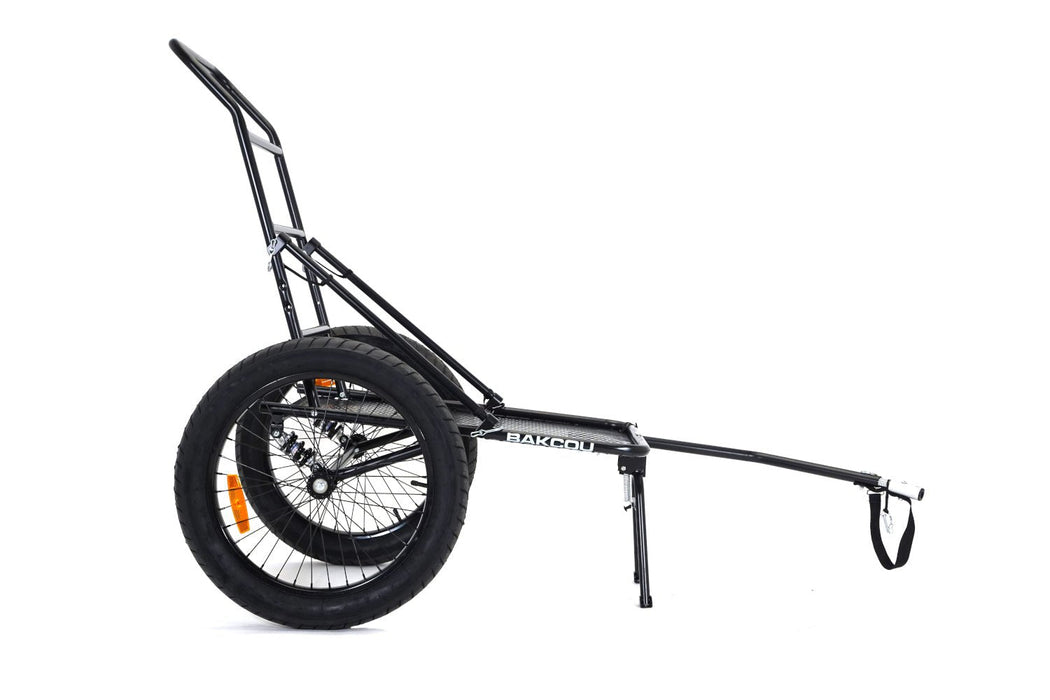 Bakcou Folding Deer eBike Trailer — full bike view
