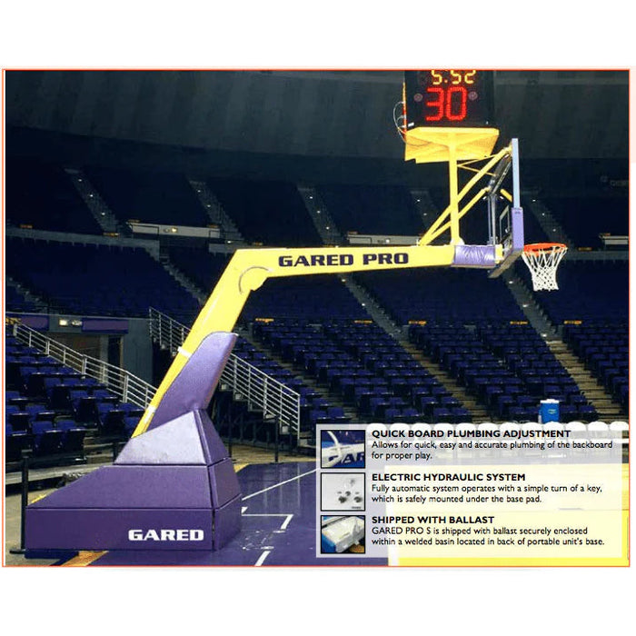 Gared Sports Pro H Professional Hydraulic Indoor Portable Basketball Hoop - 5018 System W/8 Boom /