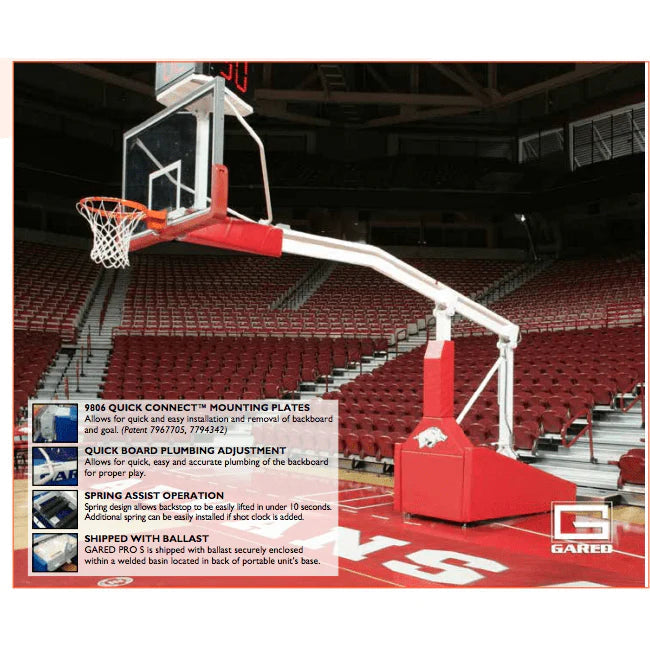 Gared Sports Pro S Spring-Lift Portable Basketball Hoop W/ 10 8 Boom 9618 Goal