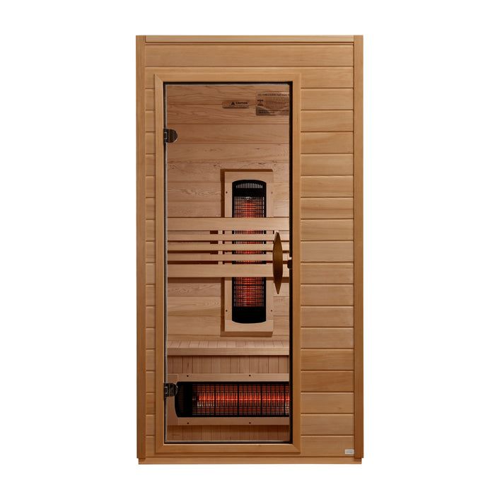 Dynamic Martin sauna front view with glass door