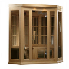 Golden Designs Maxxus 3 Person Corner Low EMF FAR Infrared Carbon Canadian Hemlock  Sauna MX-K356-01