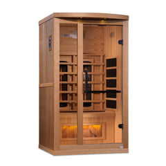 Golden Designs 1-2-Person Reserve Edition Full Spectrum Pure Tech Near Zero EMF FAR Infrared Sauna with Himalayan Salt Bar - GDI-8010-02
