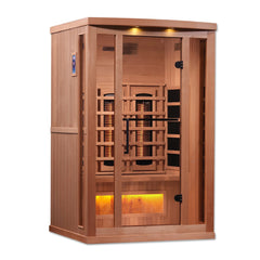 Golden Designs 2-Person Reserve Edition Full Spectrum Pure Tech Near Zero EMF FAR Infrared Sauna with Himalayan Salt Bar - GDI-8020-02