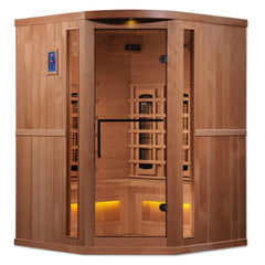 Golden Designs 3-Person Reserve Edition Corner Infrared Sauna with Himalayan Salt Bar - GDI-8035-02