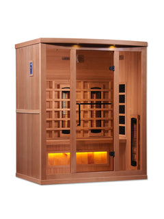Golden Designs 3-Person Reserve Edition Full Spectrum Pure Tech Near Zero EMF FAR Infrared Sauna with Himalayan Salt Bar Canadian Hemlock - GDI-8030-02