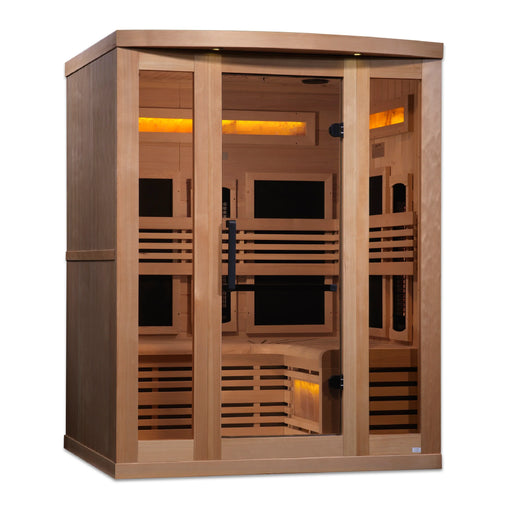 Golden Designs 3-Person Full Spectrum Puretech Near Zero Emf Far Infrared Sauna With Himalayan Salt