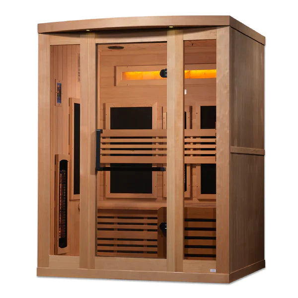 Golden Designs 3-Person Full Spectrum Puretech Near Zero Emf Far Infrared Sauna With Himalayan Salt