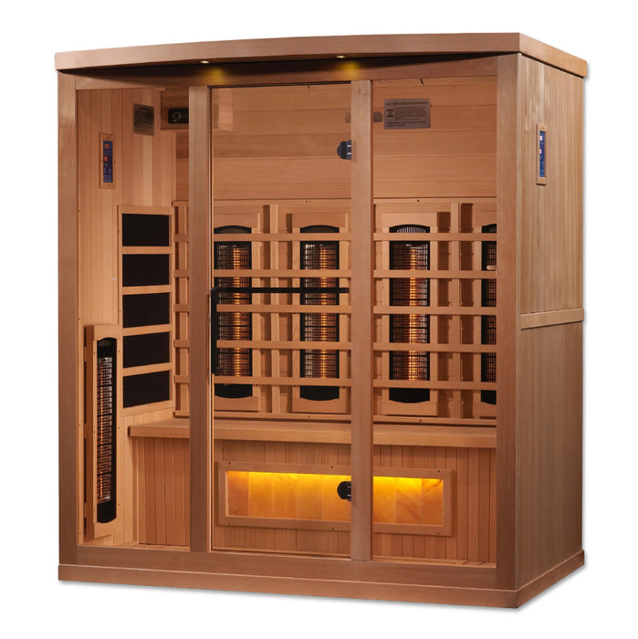 Golden Designs 4-Person Full Spectrum Puretech Near Zero Emf Far Infrared Sauna With Himalayan Salt