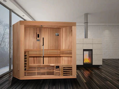 Golden Designs Copenhagen Edition 3 Person Traditional Steam Sauna Canadian Red Cedar - Gdi-7389-01