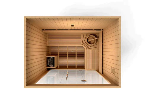 Golden Designs Copenhagen Edition 3 Person Traditional Steam Sauna Canadian Red Cedar - Gdi-7389-01