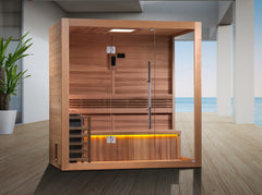 Golden Designs Forssa Edition 3 Person Indoor Traditional Steam Sauna, Canadian Red Cedar Interior - GDI-7203-01