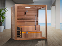 Golden Designs Kuusamo Edition 6 Person Indoor Traditional Steam Sauna, Canadian Red Cedar Interior - GDI-7206-01