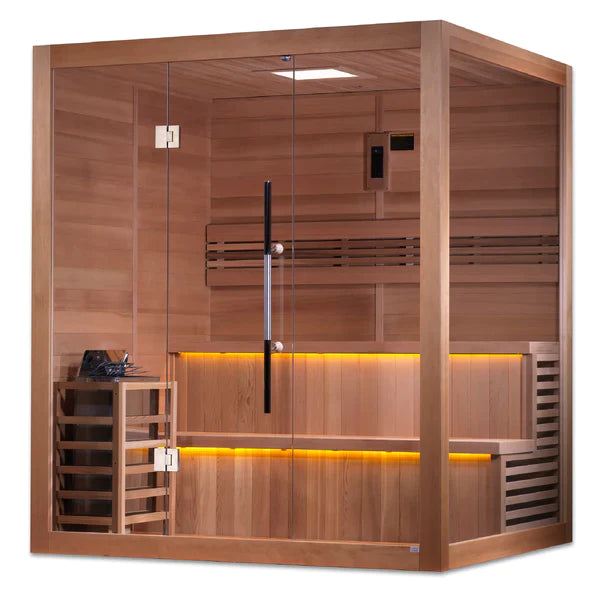 Golden Designs Kuusamo Edition 6 Person Indoor Traditional Steam Sauna Canadian Red Cedar Interior -