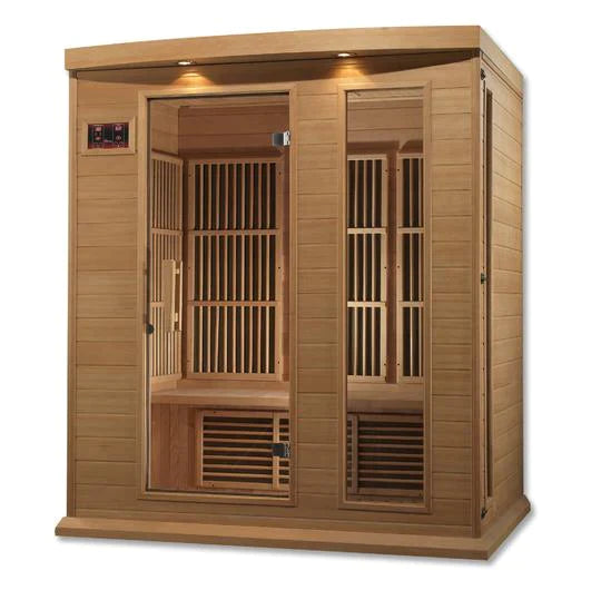 Golden Designs Maxxus 3-Person Near Zero Emf (Under 2Mg) Far Infrared Sauna Canadian Hemlock -