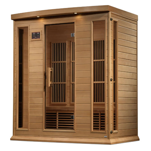 Golden Designs Maxxus 4-Person Corner Near Zero Emf (Under 2Mg) Far Infrared Sauna Canadian Hemlock