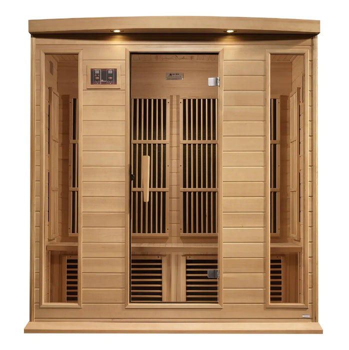 Golden Designs Maxxus 4-Person Corner Near Zero Emf (Under 2Mg) Far Infrared Sauna Canadian Hemlock