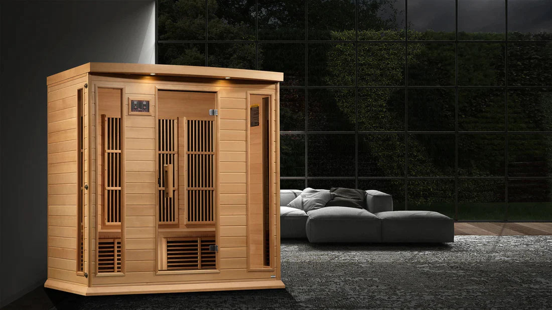 Golden Designs Maxxus 4-Person Corner Near Zero Emf (Under 2Mg) Far Infrared Sauna Canadian Hemlock