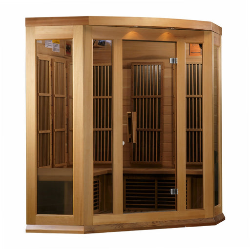 Golden Designs Maxxus "Chaumont Edition" 3 Person Corner Near Zero EMF FAR Infrared Sauna - Canadian Red Cedar