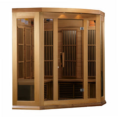 Golden Designs Maxxus 3 Person Corner Low EMF FAR Infrared Carbon Canadian Red Cedar Sauna  - MX-K356-01 CED