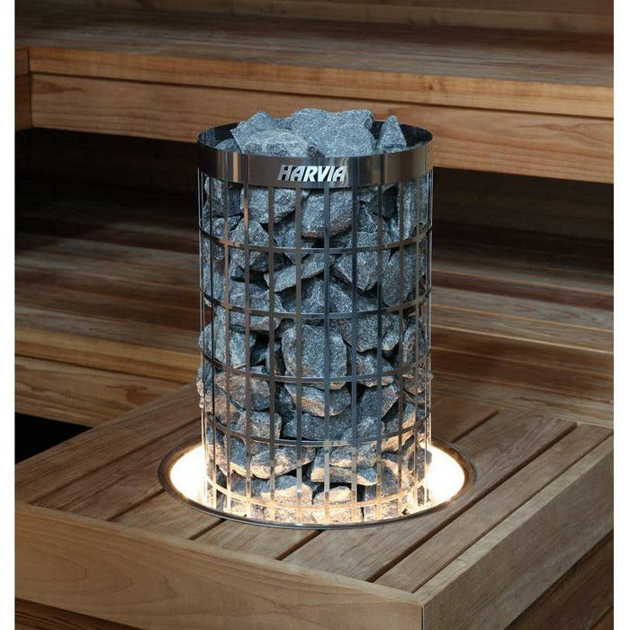 Finnish Sauna Builders Harvia Cilindro Led Embedding Flange For 6 & 8kw Sauna Heaters - Finnish Sau... — interior bench layout