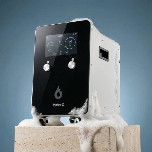 HydorX hydrogen bath machine with 6-inch touchscreen, three-quarter view