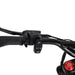 Close-up of Kaabo GTR Max electric scooter handlebar controls with brake lever, turn signal buttons, horn, and ergonomic grip design