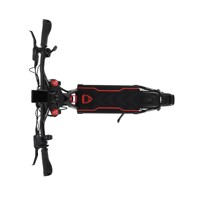 Top view of Kaabo GTR Max electric scooter showing wide anti-slip deck, reinforced frame, and performance-oriented footboard design