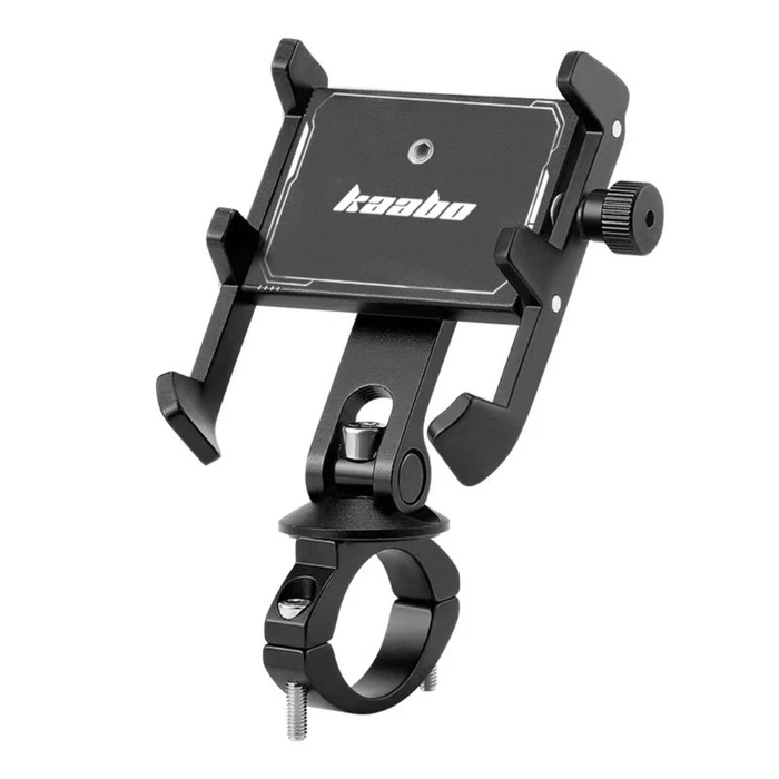 Kaabo aluminum-alloy electric scooter phone mount with shockproof clamp and adjustable angle — recommended accessory for Kaabo riders at Peak Flow Fitness