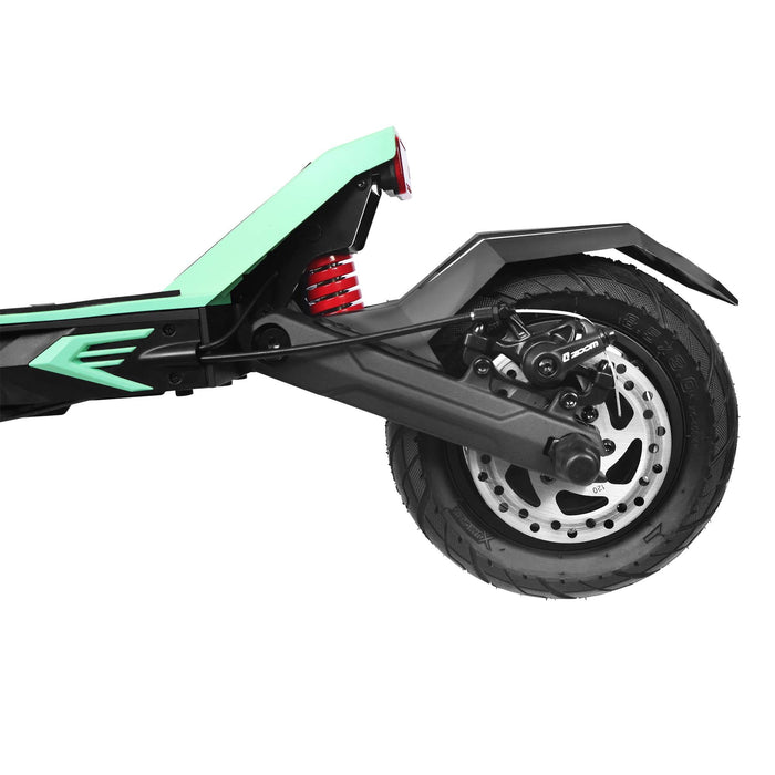 Dual C-suspension shock absorbers on Kaabo Urban scooter