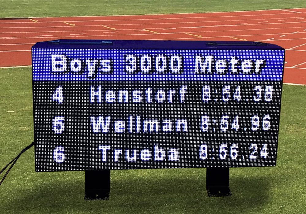 FinishLynx Lynx Portable Display LED panel showing race results