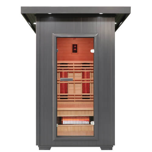 SunRay Logan 2-Person Outdoor Infrared Sauna 200D6 — interior bench layout