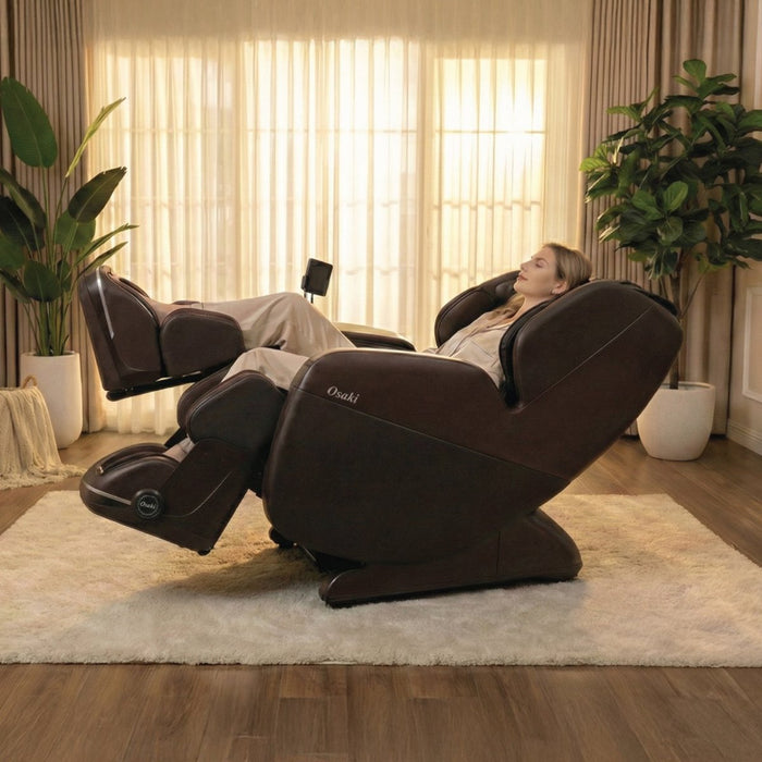 Osaki Ai 4D Yoga Flex – SL massage chair upright in living-room setting