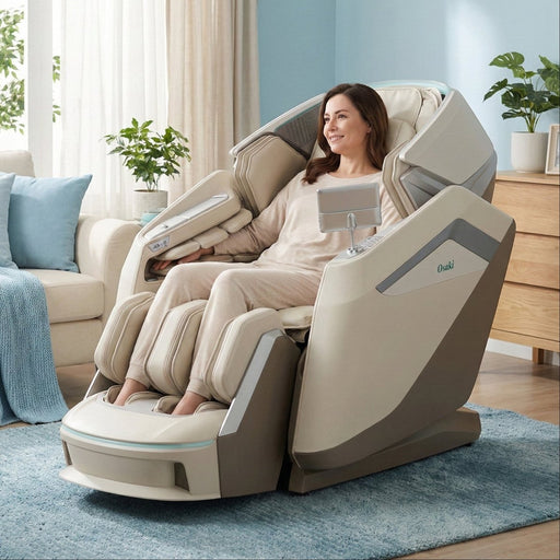 Osaki Ai Apex Duo – 4D Massage Mechanism & 5D Massage Mechanism massage chair upright in living-room setting
