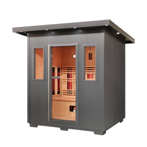 SunRay Pacific 4-Person Outdoor Infrared Sauna 400D6 — heater and controls