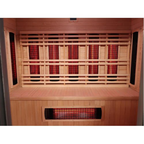 SunRay Pacific 4-Person Outdoor Infrared Sauna 400D6 — glass door detail