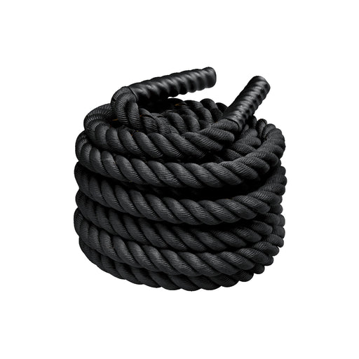 Paradigm X-BR930 30 ft battle rope - main product view showing coiled 2 in rope, Peak Flow Fitness
