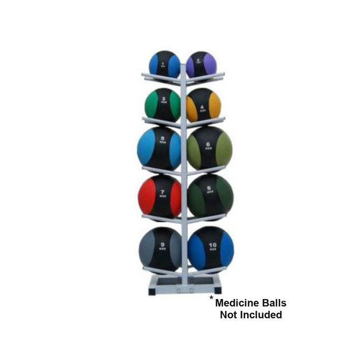 Paradigm MBR-10 double medicine ball rack - alternate angle view showing steel frame detail