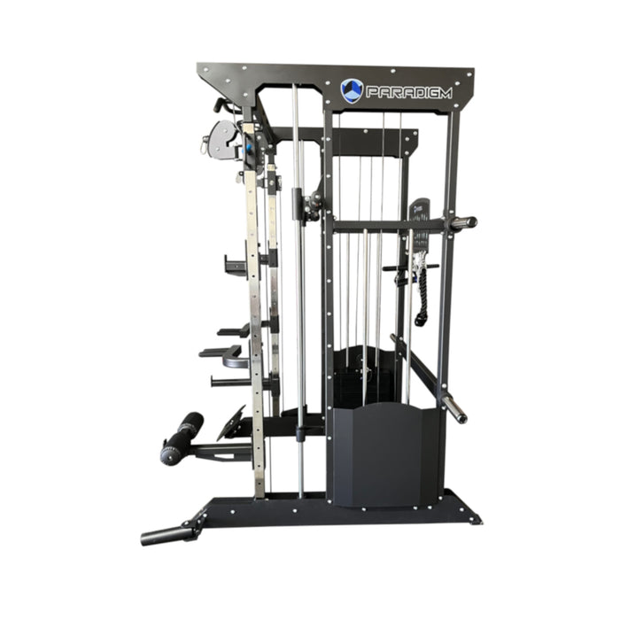 Paradigm DSHR-2S+ 2-Stack Training System - side view of the half rack and Smith machine