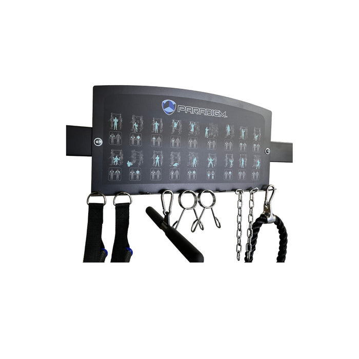 Paradigm DSHR-2S+ 2-Stack Training System - detail of the specification placard on the frame