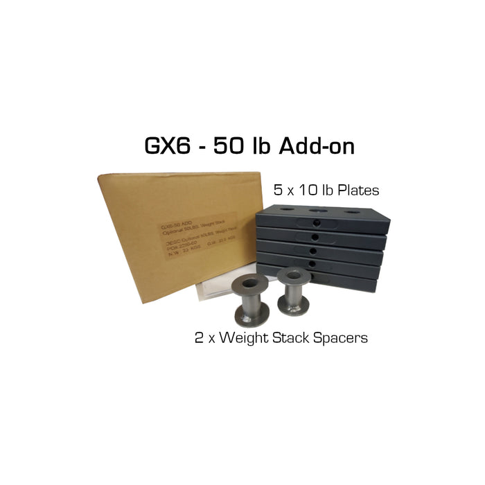 Paradigm GX6 50 lb Add-On weight stack add-on - plates installed on the GX6 stack