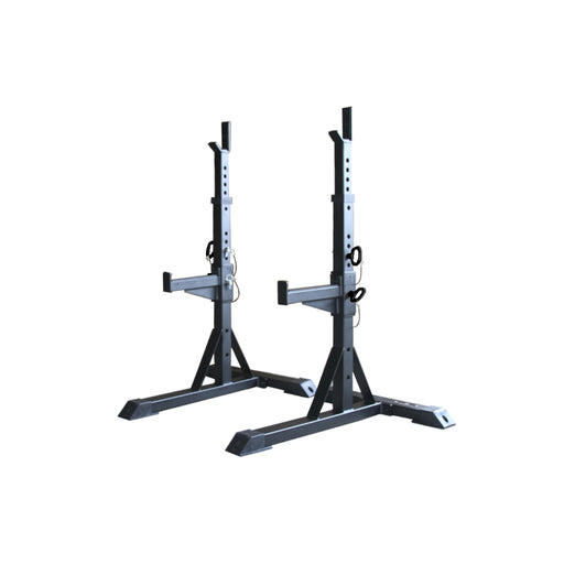 Paradigm SQST Portable Squat Stands with Spotters and J-Cups - front angle view of the pair with J-cups