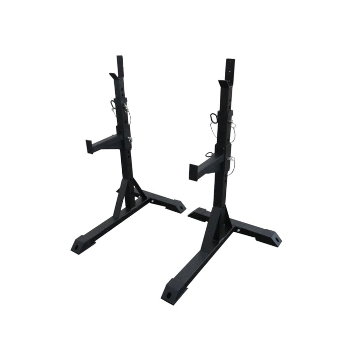 Paradigm SQST Portable Squat Stands with Spotters and J-Cups - alternate angle showing the full pair