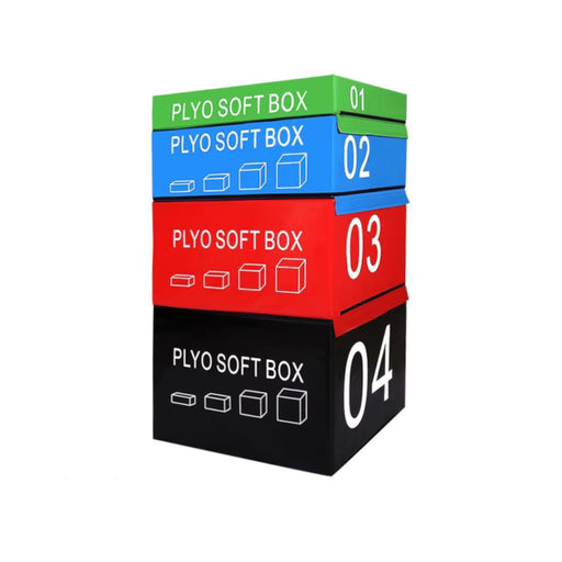 Paradigm S-PLY stackable plyo box set - main product view showing four stacked boxes
