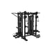 Paradigm X-HRFT2 2-Sided Half Rack and Functional Trainer - rear angle view showing the weight stacks and storage