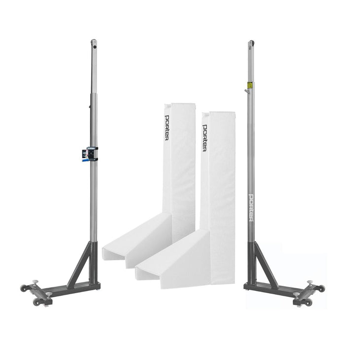 Porter Powr Line T-Base Standards With Pads End Standard / White Volleyball Systems