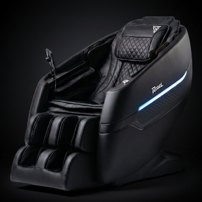 Floridian Brand Rebel 4D massage chair in Obsidian Black, studio product photo